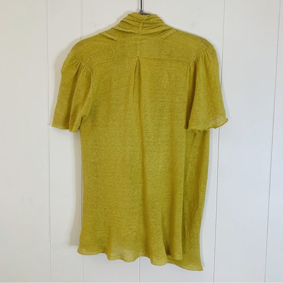 Moth Anthropologie Yellow Draped Short Sleeve Top M - Picture 2 of 7